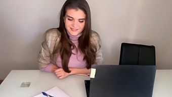 Step Mom Gives A Handjob And Plays With Her Nipples In Office