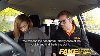 Young Ebony Gets A Creampie From A Driving Instructor