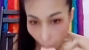 Thaitwentybabe'S Tight Pussy Challenges A Massive Dildo