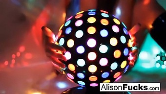 Alison Tyler'S Voluptuous Curves Glisten Under Disco Light