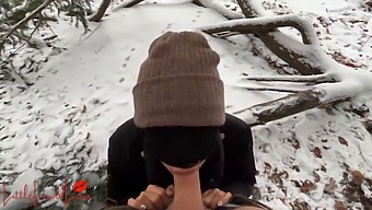 Luna'S Outdoor Public Bj Almost Gets Caught In The Snow