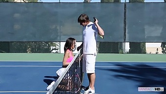 Ace Tennis Player Seduces Her Coach With A Pussy Show And Oral Sex