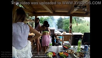 Outdoor Pussy Party With Tight And Shaved Girls In Mini Skirts