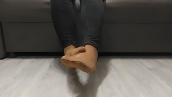Monika Nylon Unveils Her Shapely Legs In Sheer Nylon Hosiery Following A Full Day Of Wear