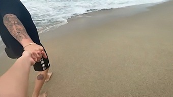 A Young Woman Gets Money And Orgasms From An Unknown Man On The Beach