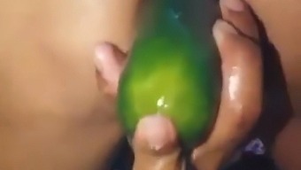 Stepmom Flaunts Her Open Ass While Fucking A Large Cucumber