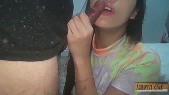 A Dark-Haired Brazilian Woman Receives Facial From Orgasm