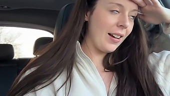 Solo Brunette Indulges In Pleasure With Vibrator At Tim Horton'S Drive-Thru