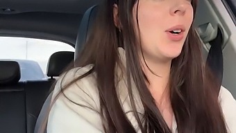 Solo Brunette Indulges In Pleasure With Vibrator At Tim Horton'S Drive-Thru